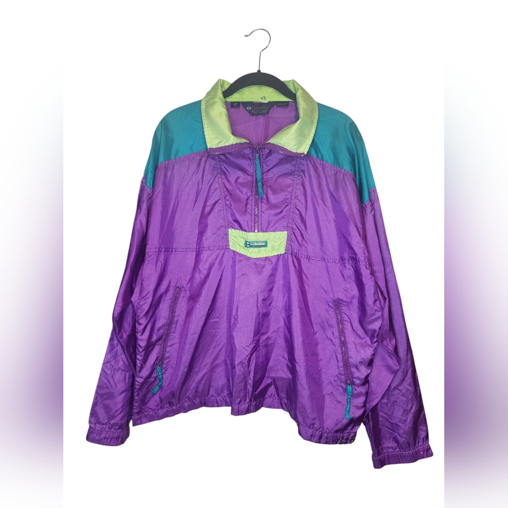 COLUMBIA Vintage 90s Radial Sleeve Pullover Windbreaker Purple Men’s M